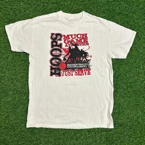 White,  ‘Just Serve’, Much Game Athletics, Basketball Tee